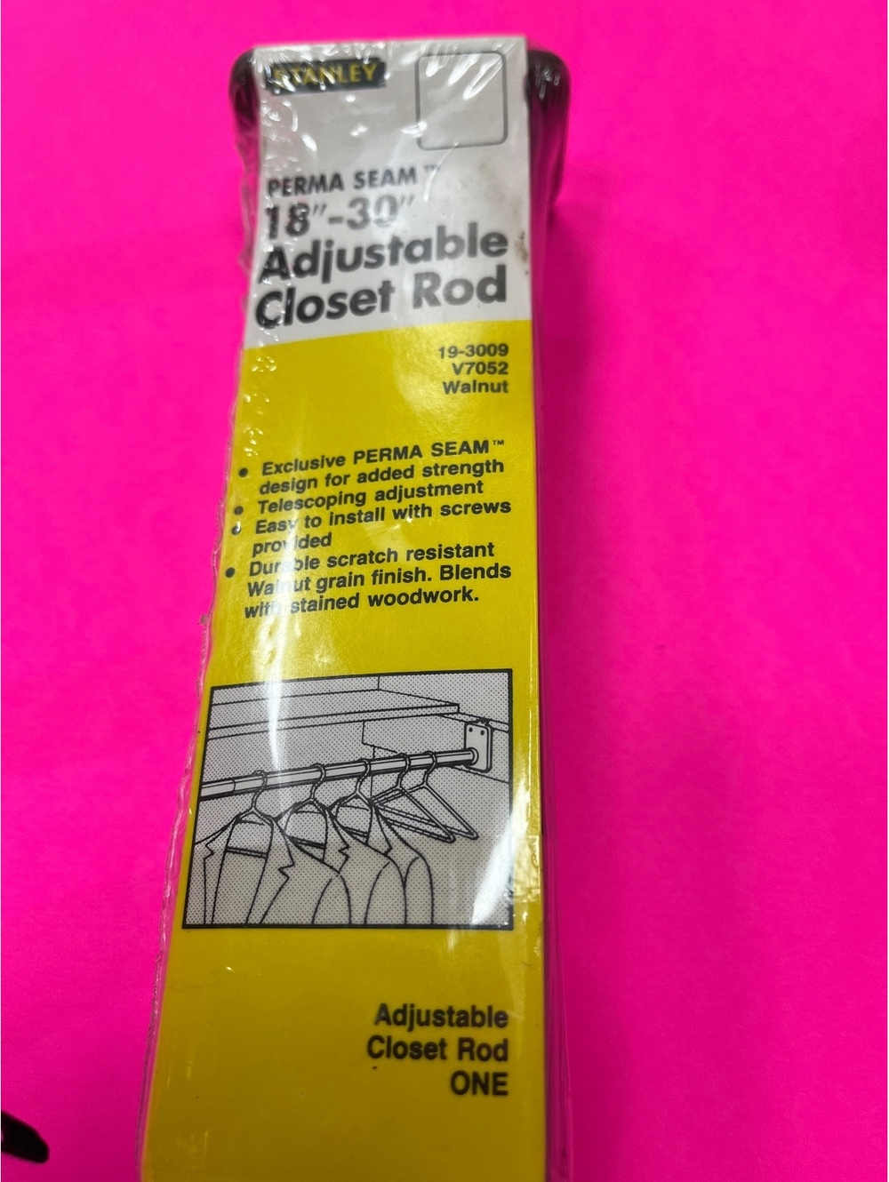 Lot of 4 Stanley Perma Seam Adjustable Closet Rod 18-30" Walnut